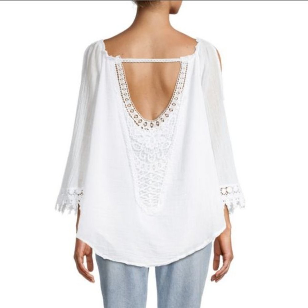 NWT SAKS FIFTH AVENUE lace white top size L